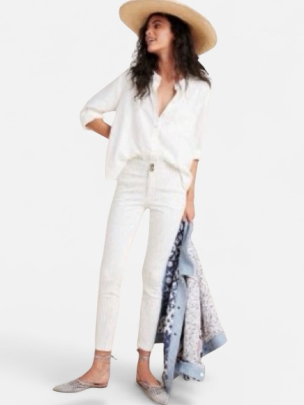 Pilcro And The Letterpress White With Black Pin Striping High Rise Skinny Jeans